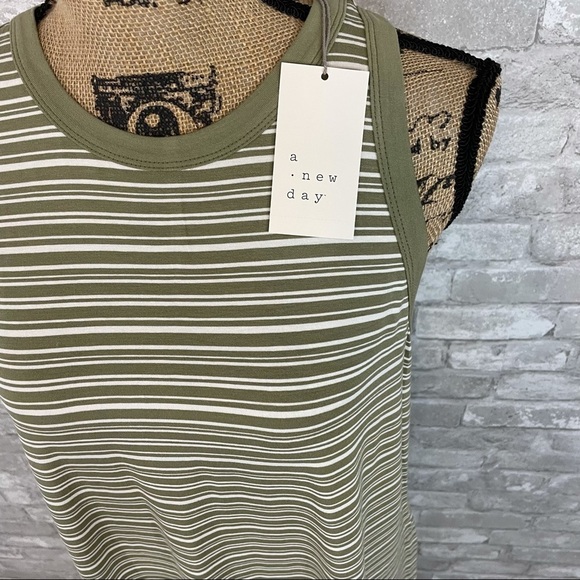 NWT A New Day Green Striped Tank Dress - Picture 2 of 5
